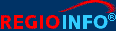 Logo von REGIOINFO. REGIO in roter und INFO in hellblauer Schrift auf dunkelblauem Hintergrund,