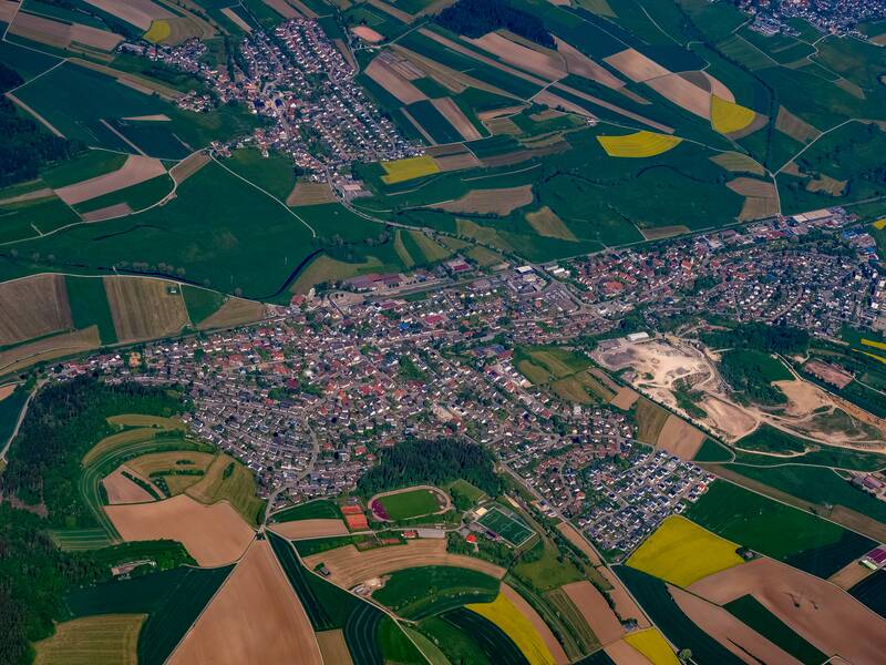 Eine Drohnenaufnahme von Brigachtal