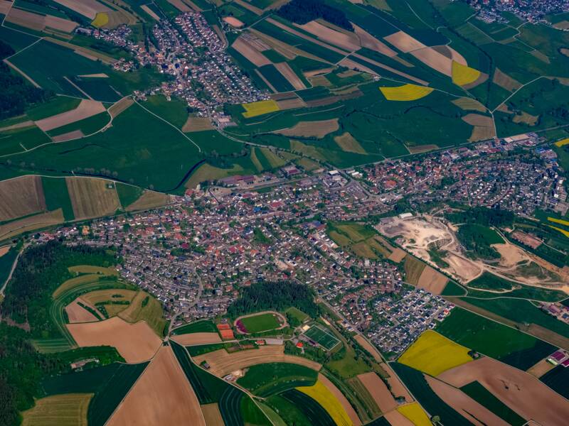 Eine Drohnenaufnahme von Brigachtal